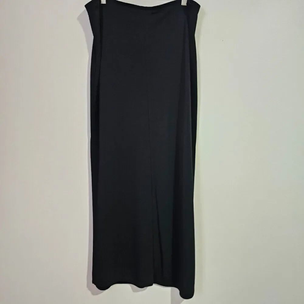 EUC GAP BLACK SLINKY MAXI SKIRT MINIMALIST SIDE SLIT SIZE LARGE WMNS